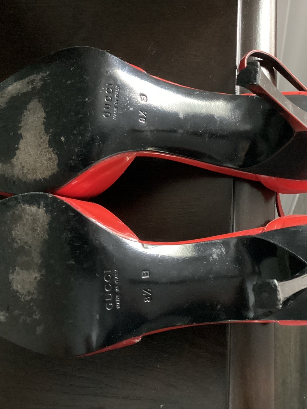 Tom Ford Gucci Red Patent Leather Pointed Toe Silver Metal Heel Pumps - Picture 6 of 6